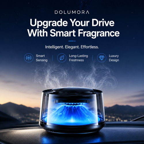 Volcano Car Diffuser – Smart Aroma Air Freshener with LED Ambient Light & Adjustable Mist