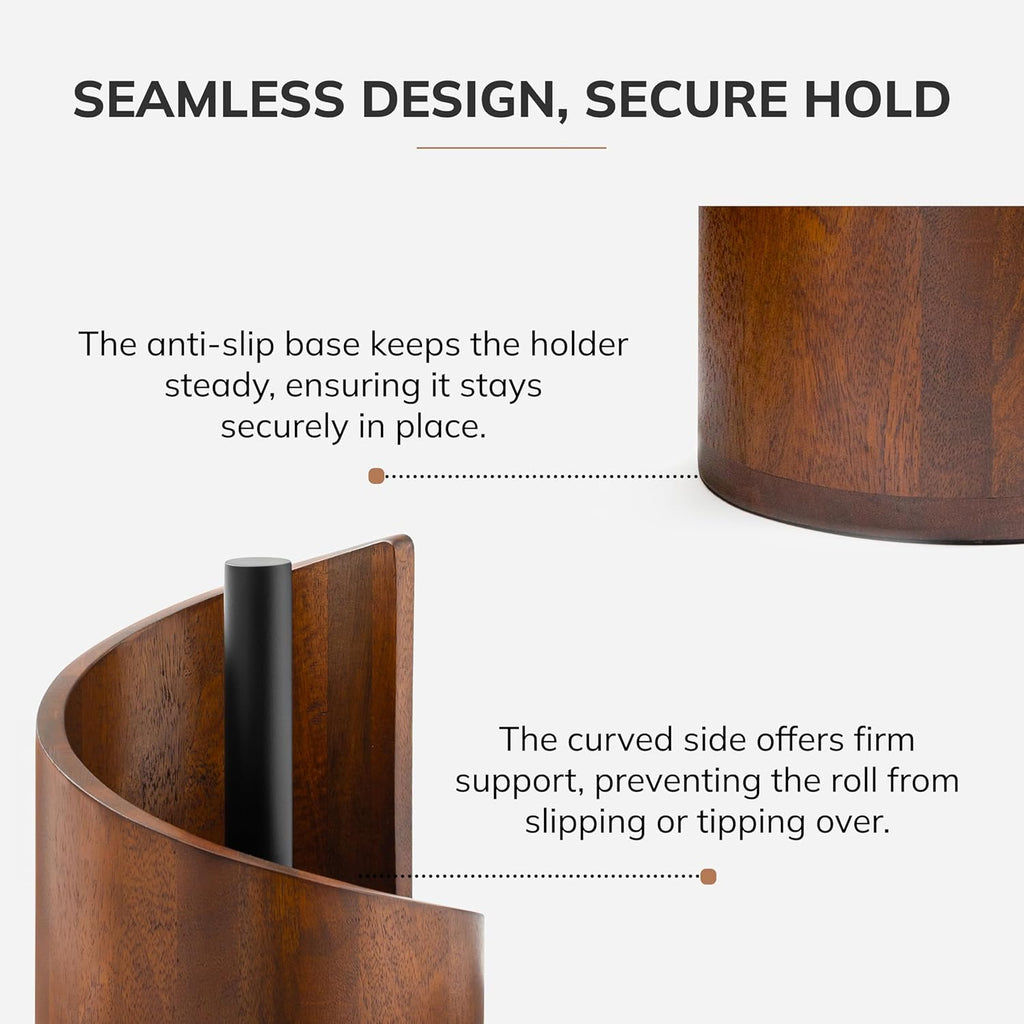 Premium Wooden Paper Towel Holder – Modern Countertop Stand for Jumbo Rolls