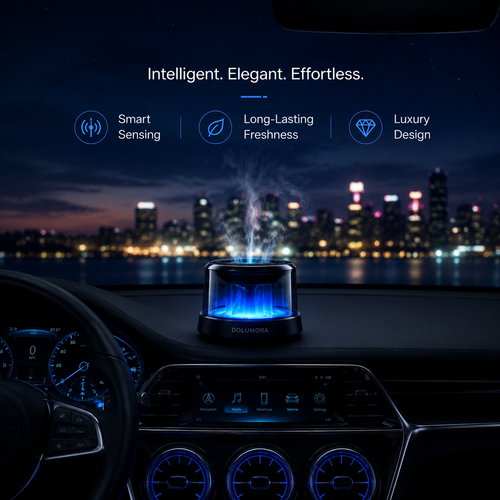 Volcano Car Diffuser – Smart Aroma Air Freshener with LED Ambient Light & Adjustable Mist